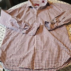 Alfani Men's Checkered Button-Down Shirt in Pink and Gray.